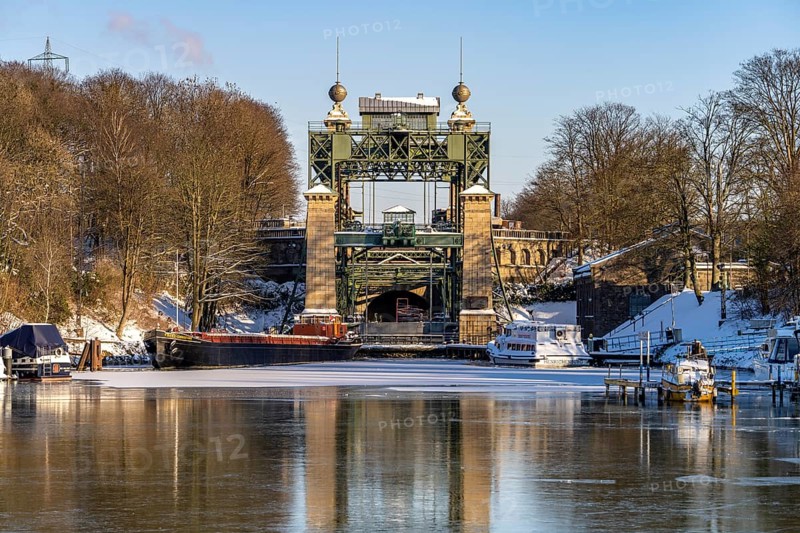 The old Henrichenburg boat lift on the Dortmund-Ems Canal in Waltrop, North Rhine-Westphalia, Germany, Europe
