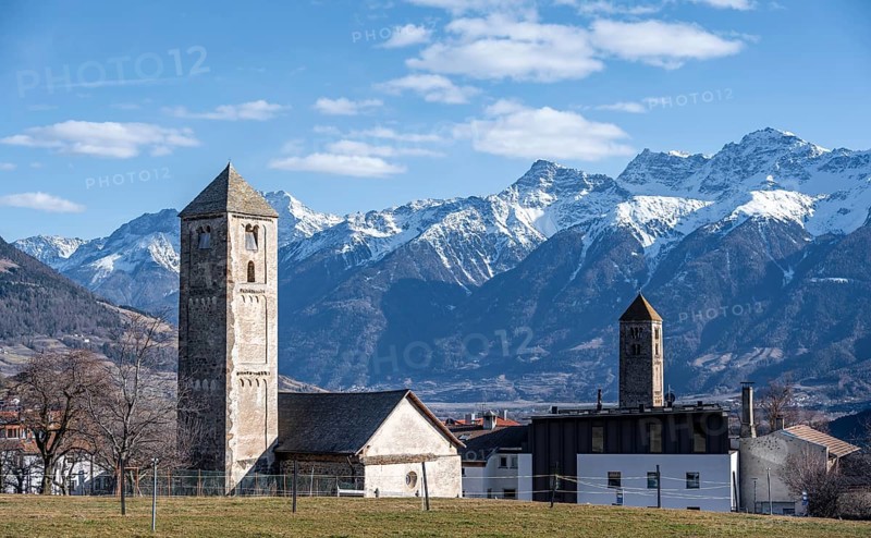 St Benedict's Church and St Martin's Church, Malles Venosta, Bolzano, South Tyrol, Italy, Europe
