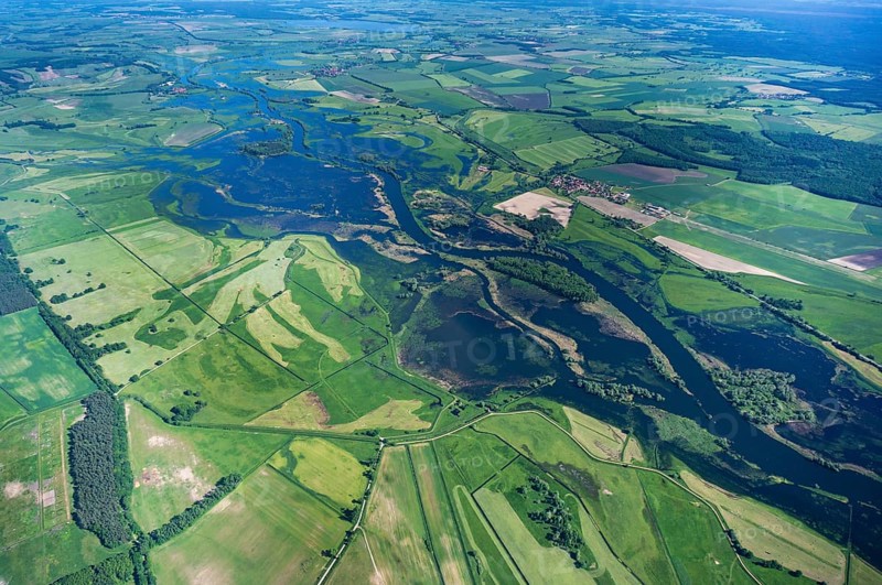 River landscape, Havel, Havelberg, river, spring tide, flood, nature reserve, natural, aerial view, Saxony-Anhalt