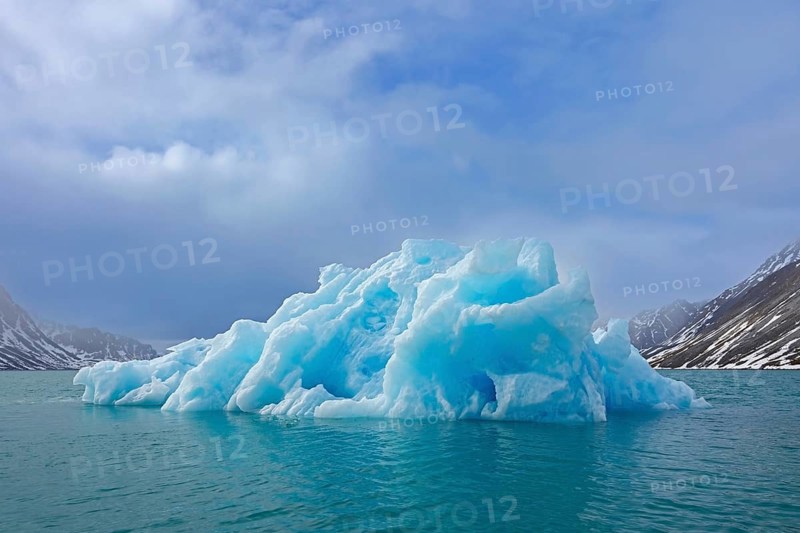 Iceberg melting in summer in Magdalenefjorden, fjord in Albert I Land on Svalbard, Spitsbergen, Norway, Europe