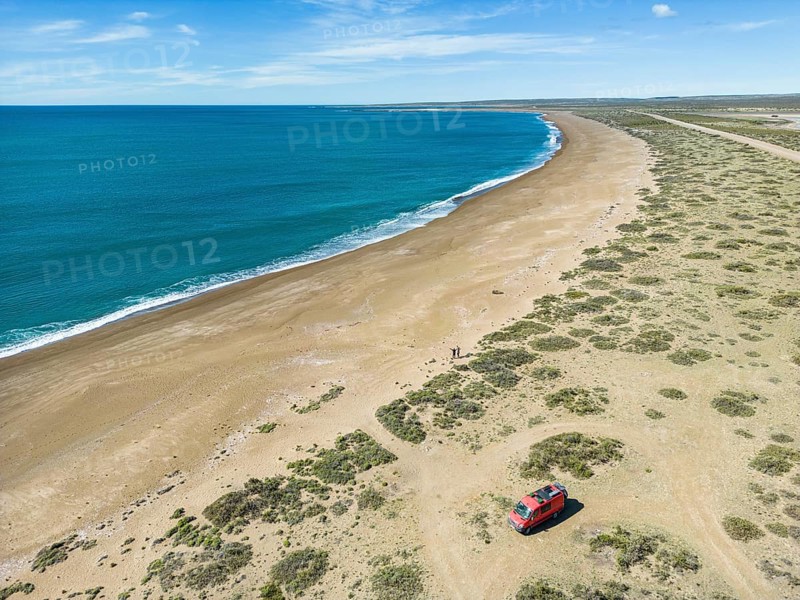 4x4 campervan at Cabo Raso, Chubut, Argentin