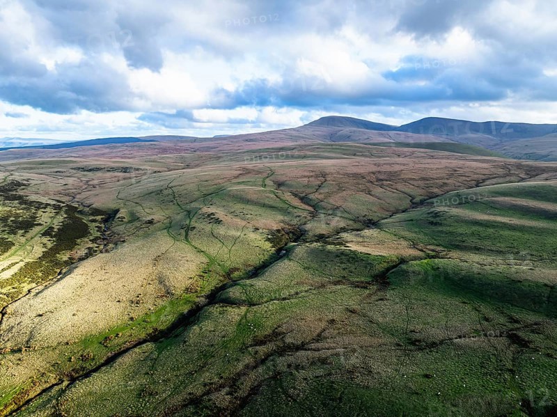 Black Mountain from a drone, Brecon Beacons National Park, Carmarthenshire, Wales, England, United Kingdom, Europe