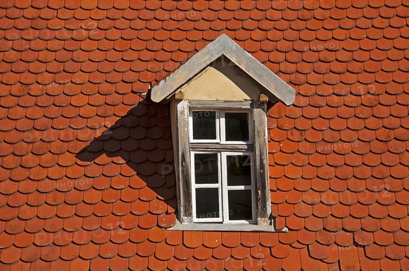 Dormer window, plain tile roof panels, Germany, Europe