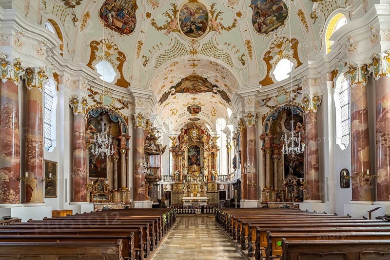 Interior of the Church of Our Lady in Günzburg, Bavaria, Germany, Europe