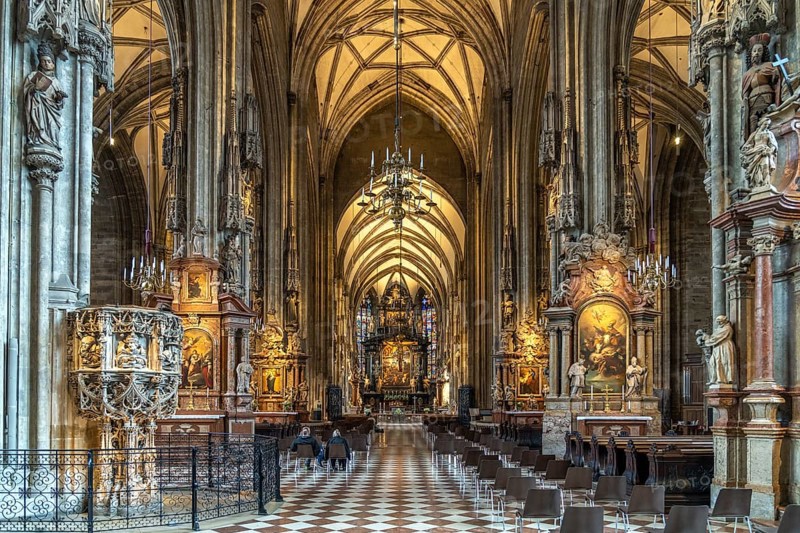 Interior of St Stephen's Cathedral in Vienna, Austria, Europe