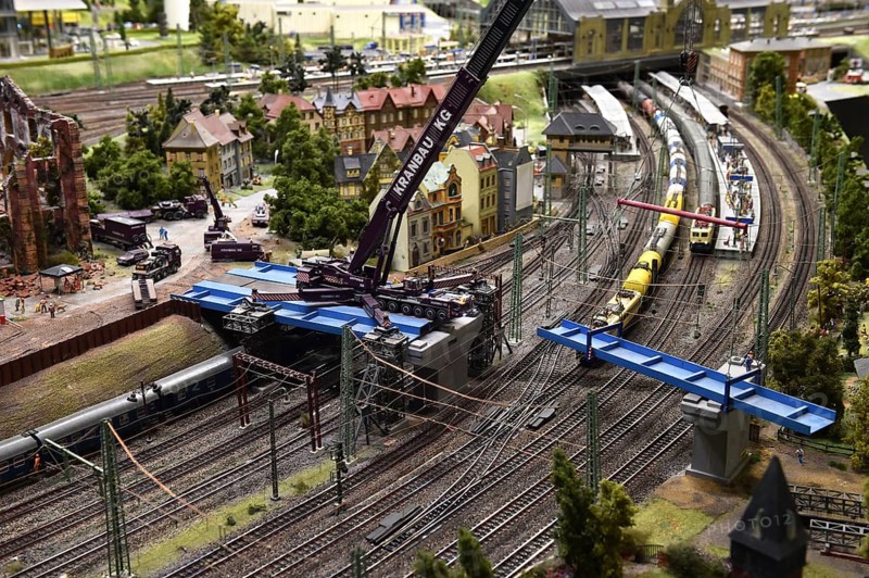 Mobile crane at Miniatur Wunderland Hamburg, Germany, Europe