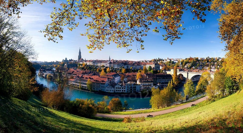 View of Bern's old town and the River Aare, UNESCO World Heritage Site, Canton of Bern, Switzerland, Europe