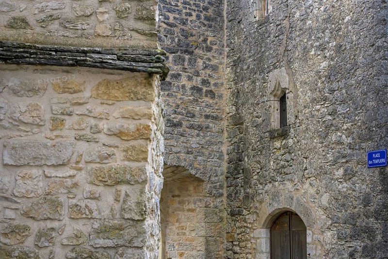 Old stone house on Place des Templiers, La Cavalerie, Aveyron, France, Europe