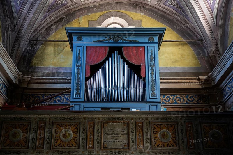 Organ of the parish church of Sant'Anna, 1747-1753, interior view, mountain village of Rasa, Centovalli, Canton Ticino, Switzerland, Europe