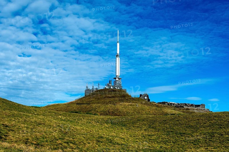 Auvergne Volcanoes Regional Natural Park.TDF antenna at the top of Puy de Dome, Puy de Dome department, Auvergne Rhone Alpes, France, Europe