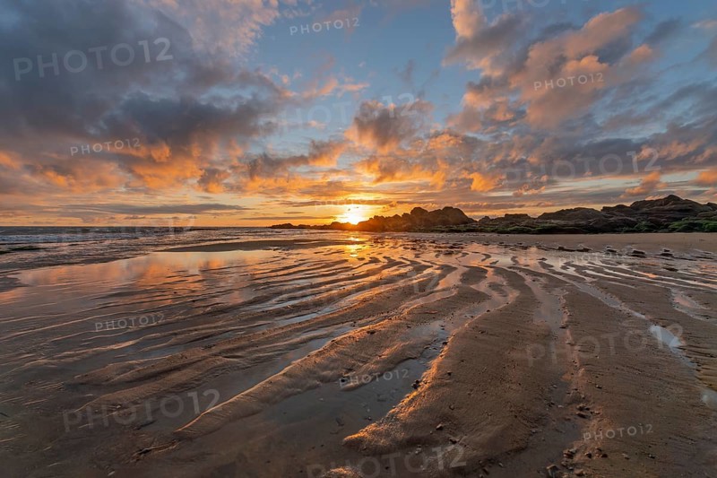 Atlantic Ocean beach at sunset. Les Sables d'Olonne, Vende, France, Europe