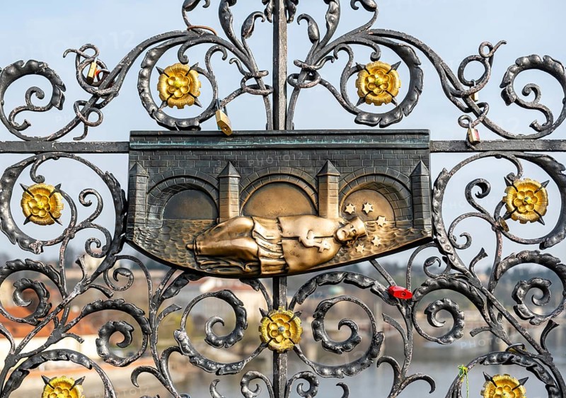 Jan Nepomuk plaque, Charles Bridge, Prague - Praha, Czech Republic, Europe