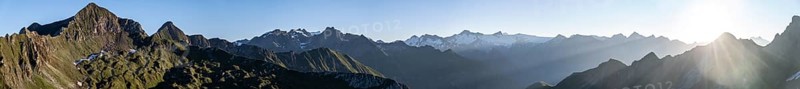Alpine panorama, view from the Bachlenkenkopf, high mountains, summit of the Venediger group, Großvenediger, Hoher Geiger, Hohe Tauern, Austria, Europe