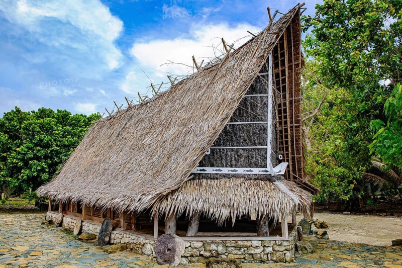 Traditional historic men's meeting house Tribal Chief Men House, Yap Island, Yap State, Caroline Islands, FSM, Federated States of Micronesia, Australia, Oceania