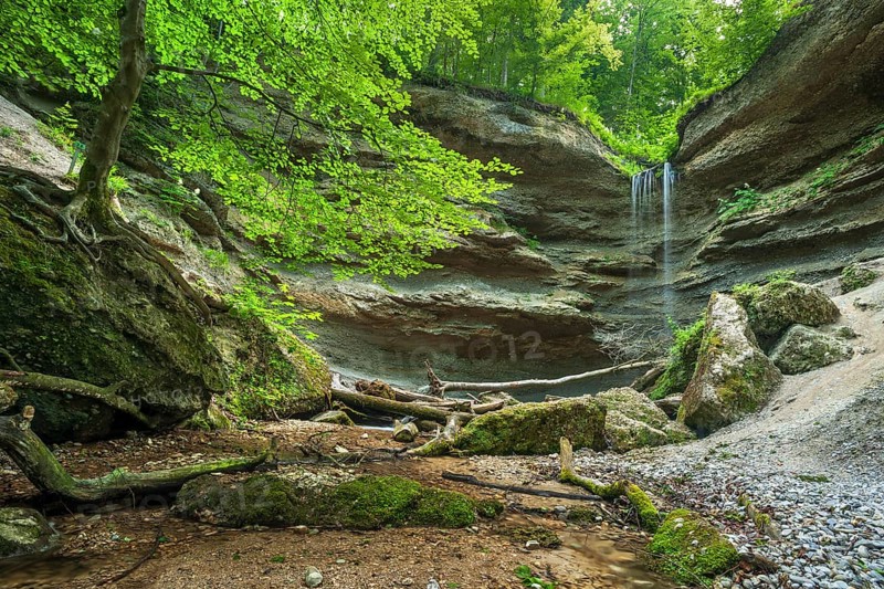 Waterfall in the Pähler Gorge, Pähl, Pfaffenwinkel, Upper Bavaria, Bavaria, Germany, Europe