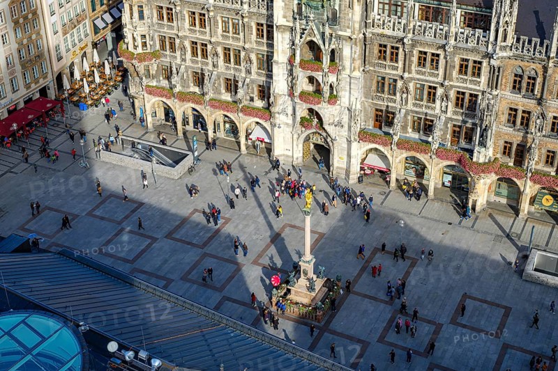 New Town Hall and Marienplatz with Mariensäule, Munich, Bavaria, Germany, for editorial use only, Europe