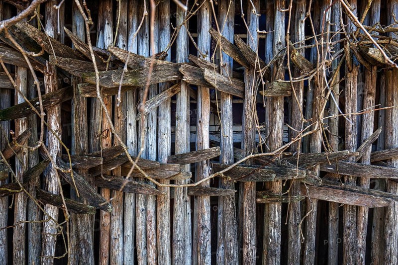Diemen, wooden racks, wooden stands for drying hay at an old barn, Oberstdorf, Oberallgäu, Allgäu Alps, Allgäu, Bavaria, Germany, Europe