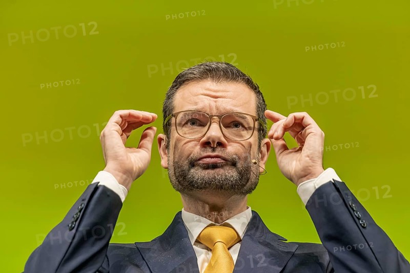 Traditional Epiphany Meeting 2025 of the FDP party. The party event also marks the start of the election campaign for the 2025 federal elections.Dr Marco Buschmann MdB, designated Secretary General of the FDP, in front of the large poster with the inscription Alles lässt sich ändern. Stuttgart Opera House. Baden-Württemberg, Germany, Europe