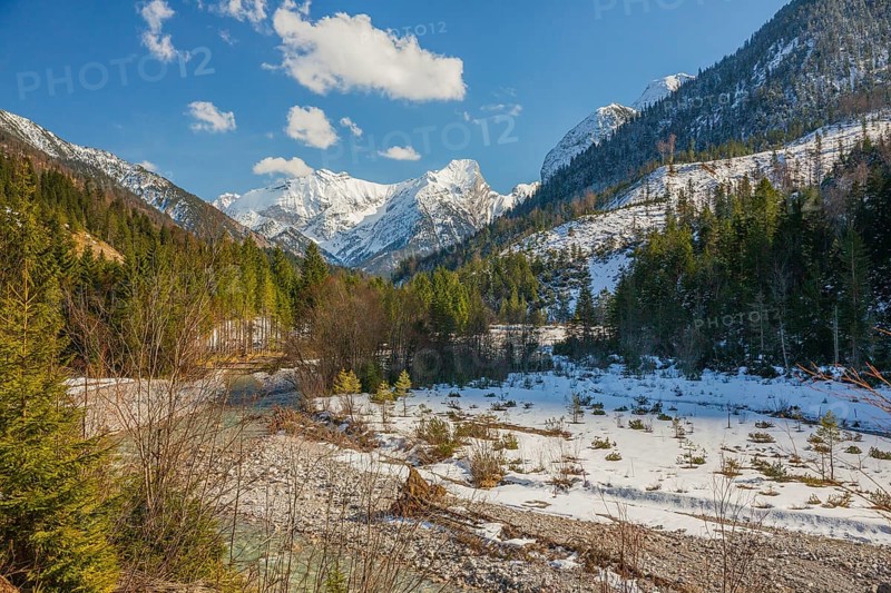 Isar valley nature conservancy area. The wild Isar river flows through its gravel bed