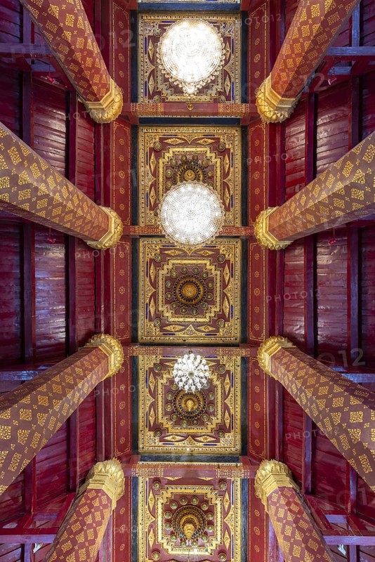 Cassette ceiling in the ubosot of Wat Na Phra Men, also Wat Na Phra Meru, a Buddhist temple complex, Wat, Ayutthaya, Central Thailand, Thailand, Asia