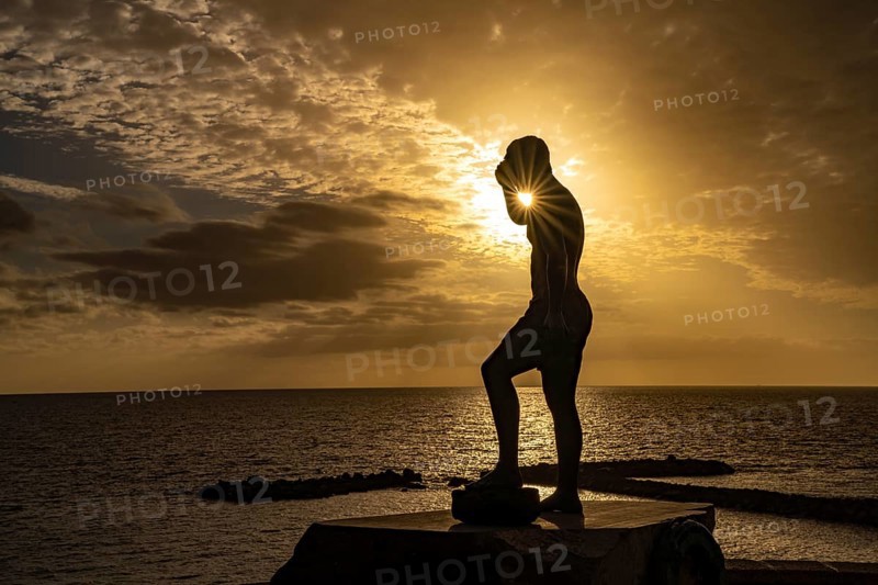Monument at the Mirador Javier Pérez Ramos at Playa del Duque, Costa Adeje, Tenerife, Canary Islands, Spain, Europe