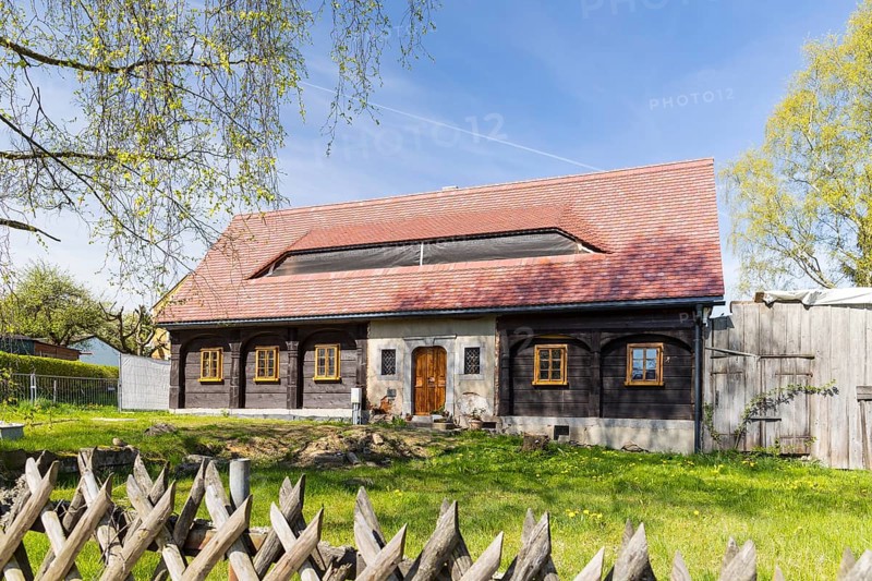 Half-timbered house in Neugersdorf, Oberlausitzer Bergland, Saxony, Germany, Europe