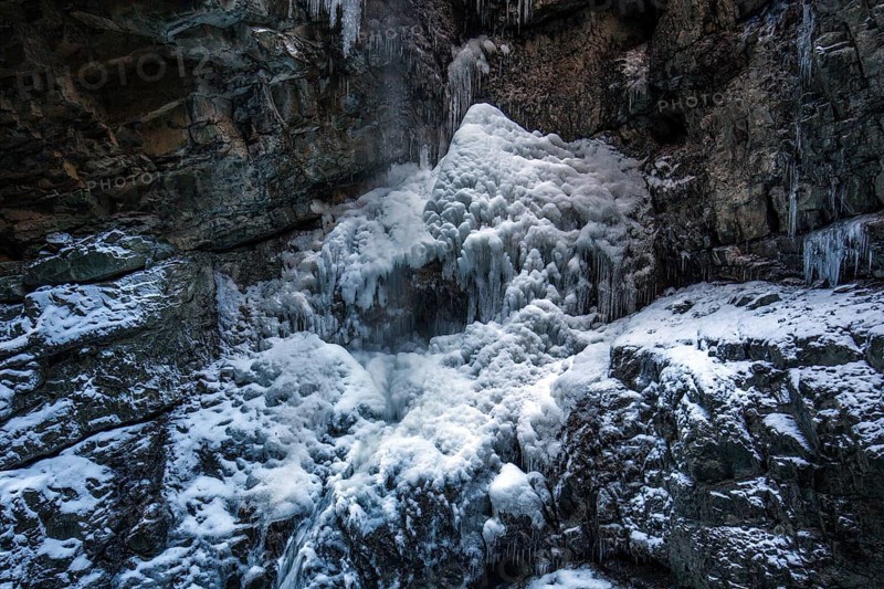Winter, ice, icy waterfall in the Breitachklamm, near Oberstdorf, Oberallgäu, Allgäu, Bavaria, Germany, Europe