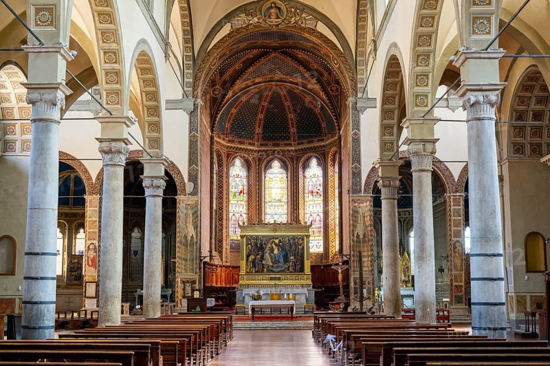 Interior of Basilica di San Clemente, historical, building, alley, Siena, Tuscany, Italy, Europe