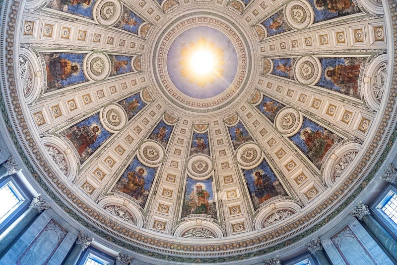 Dome of Frederik's Church or Marble Church, Copenhagen, Denmark, Europe