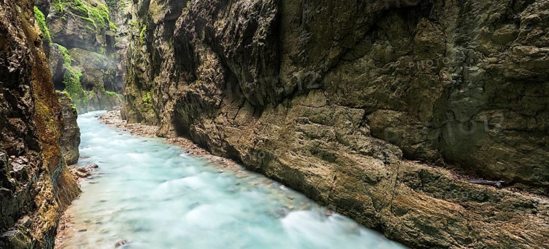 The Partnach torrent flows through the Partnachklamm gorge, Garmisch-Partenkirchen, Bavaria, Germany, Europe