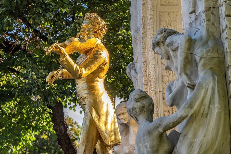 The Johann Strauss Monument in Vienna City Park in Vienna, Austria, Europe
