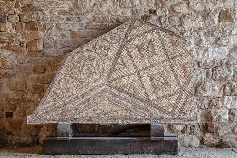 Floor mosaic fragments from the 4th century, Euphrasian Basilica, UNESCO World Heritage Site, Porec, Istria, Croatia, Europe