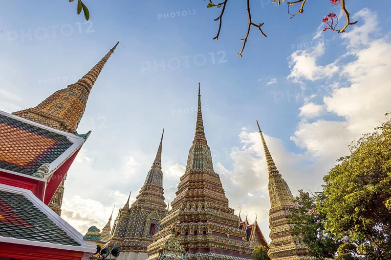 Wat Pho Temple is Bangkok's oldest Buddhist monastery near the Grand Palace. Four chedis are among the most precious in Bangkok. Bangkok, Thailand, Asia