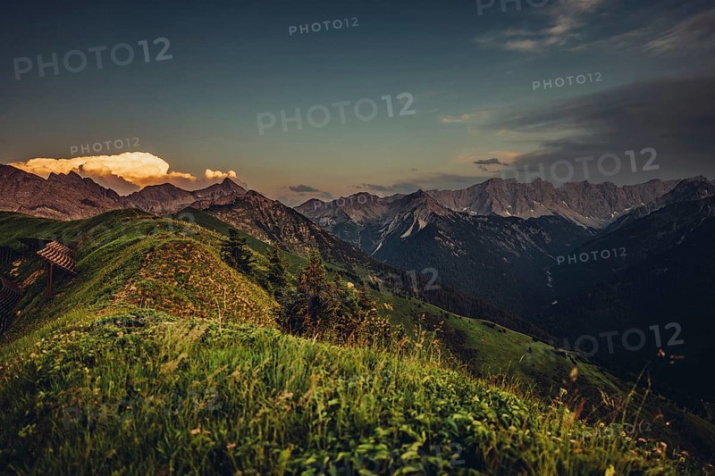 Hiking tour on the Hönig mountain in the Lechtal valley near Berwang in Tyrol, Austria, Europe