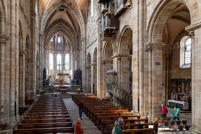 Interior view of the cathedral, nave, Bamberg, Bavaria, Germany, Europe
