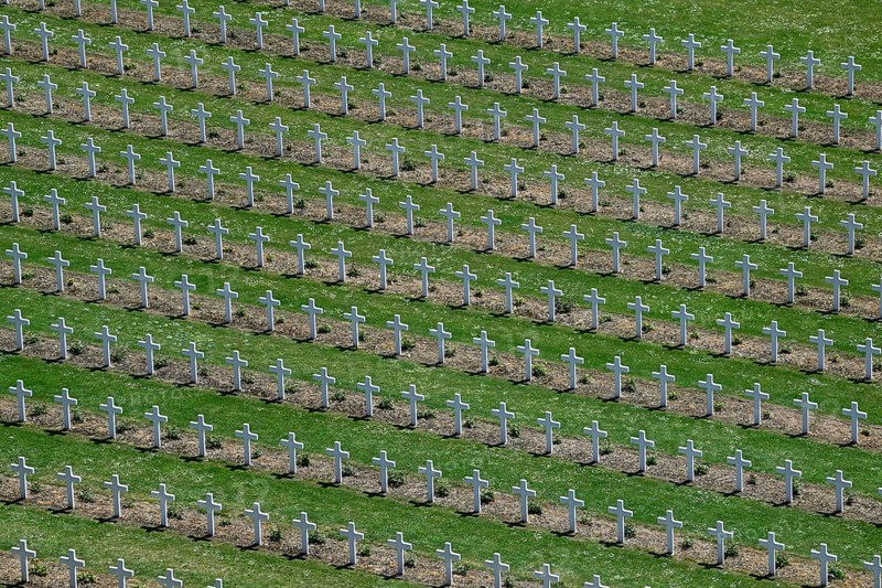 Crosses at the military cemetery near the Douaumont ossuary, First World War, Verdun, Grand Est region, France, Europe