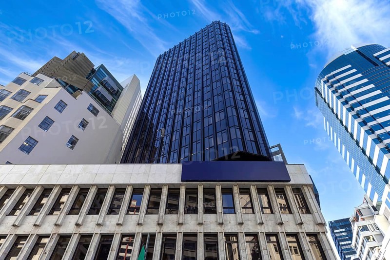 Panoramic skyline of Wellington downtown financial center, New Zealand.