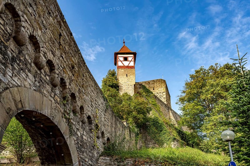Nuremberg Towers and the town wall of Bad Wimpfen, Kraichgau, Baden-Württemberg, Germany, Europe