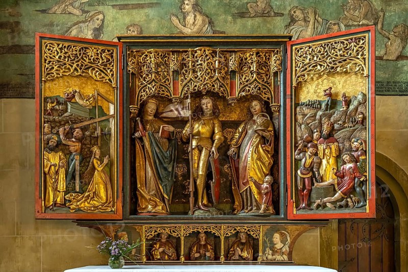 Altar of the Protestant town church in Bad Wimpfen, Kraichgau, Baden-Württemberg, Germany, Europe
