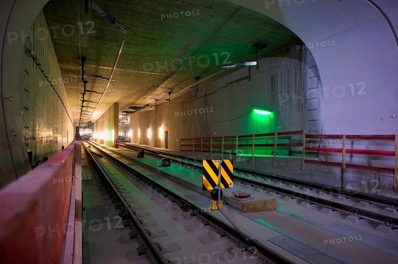 Tracks, track bed on concrete, tunnel, construction site, underground railway project Stuttgart 21, main station, Stuttgart, Baden-Württemberg, Germany, Europe