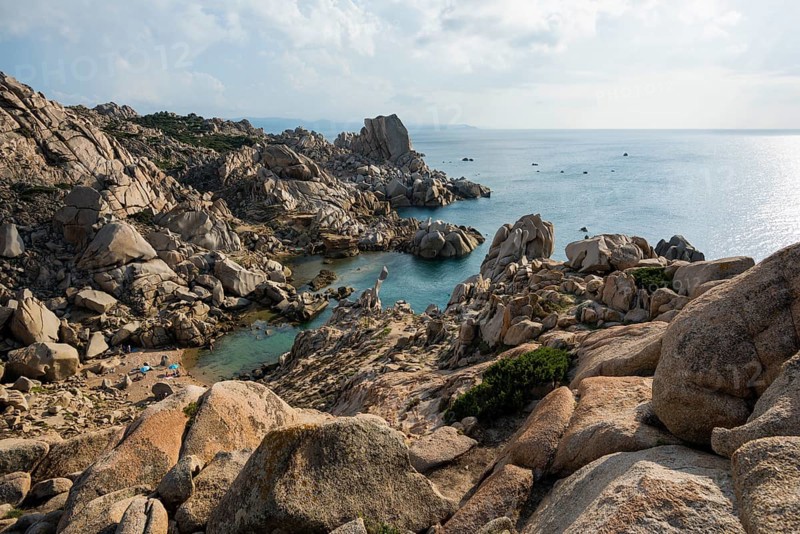 Bizarre and huge granite rocks by the sea, Spiaggia Cala Francese, Capo Testa, near Santa Teresa di Gallura, Sardinia, Italy, Europe