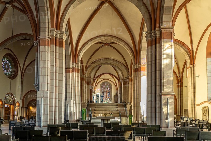 Interior of St Boniface Minster in Hamelin, Lower Saxony, Germany, Europe
