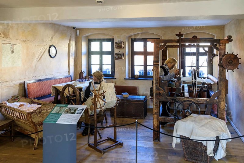Exhibition room of the Weberstube in the Karl May House, birthplace and museum, Hohenstein-Ernstthal, Saxony, Germany, Europe