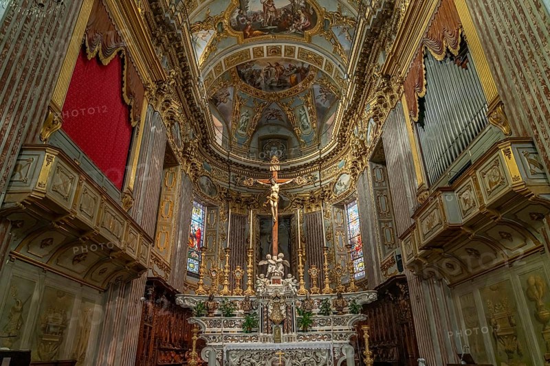Interior of the Basilica of San Giovanni Battista in Finale Ligure, Riviera di Ponente, Liguria, Italy, Europe