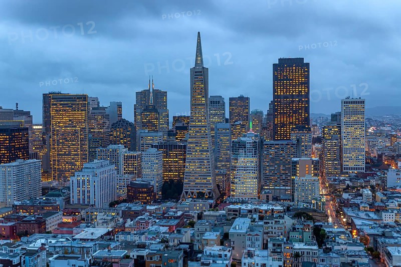 The San Francisco skyline at dusk, California, United States of America, USA, North America