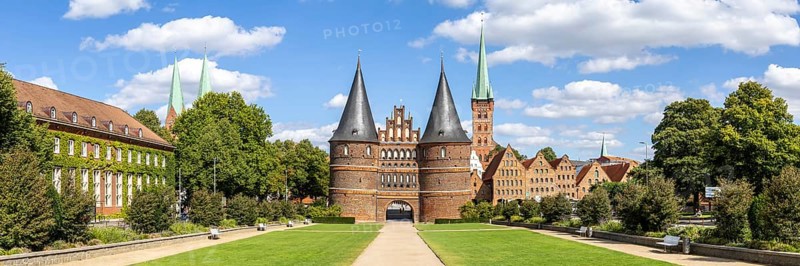 Holstentor Holsten Tor Panorama in the Hanseatic city of Lübeck, Germany, Europe