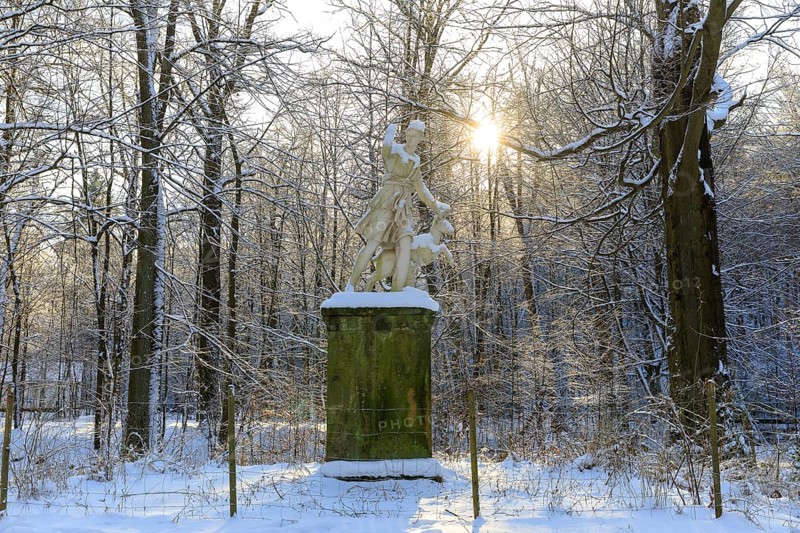 Sculpture Diana of Versailles as the last historical possession in the landscape park of Dittersbach Castle, Schnee, Dürrröhrsdorf-Dittersbach, Saxony, Germany, Europe