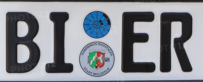 Symbolic image, licence plate, word BIER, Germany, Europe
