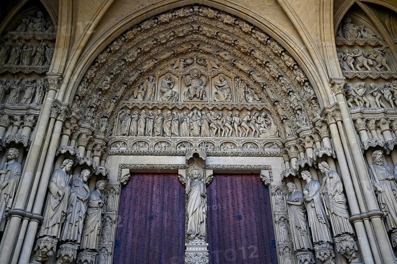Entrance portal of the Gothic Saint-Étienne Cathedral, St Stephen's Cathedral, Metz, Grand Est region, France, Europe