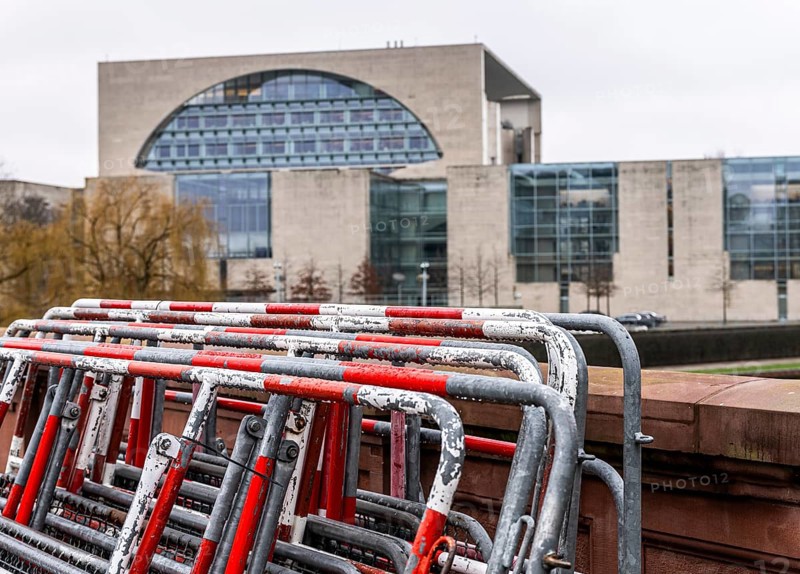 Barrier fence in front of the Federal Chancellery, Berlin, Germany, Europe